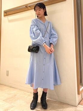 「fredy emue（フレディエミュ）のバックルキルトチェーンバッグ（ショルダーバッグ）」を使った、HINAKOさん（レディース・162cm）の冬コーディネート