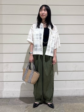 「アイテム（かごバッグ）」を使った、HINAKOさん（骨格ナチュラル・レディース・162cm）の夏コーディネート