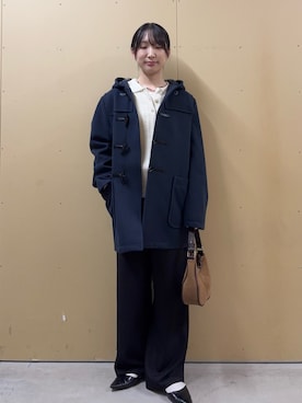 「fredy emue（フレディエミュ）のFR刺繍ケーブル柄ポロ衿ニットプルオーバー（ニット/セーター）」を使った、HINAKOさん（レディース・162cm）の冬コーディネート