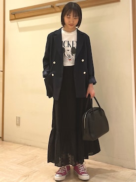 「ミッキーT」｜「アイテム（ジャケット/アウター）」を使った、HINAKOさん（レディース・162cm）の春コーディネート