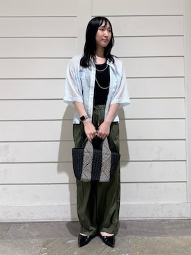 「アイテム（かごバッグ）」を使った、HINAKOさん（骨格ナチュラル・レディース・162cm）の夏コーディネート