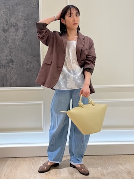 「fredy emue（フレディエミュ）のカーブデニムパンツ（デニムパンツ）」を使った、HINAKOさん（レディース・162cm）の春コーディネート