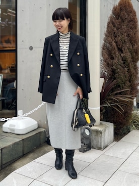 「NOLLEY’S（ノーリーズ）の《手洗い可能》エタニティハイネックプルオーバーニット（ニット/セーター、ホワイト系）」を使った、osanaiさん（レディース・168cm）の秋コーディネート