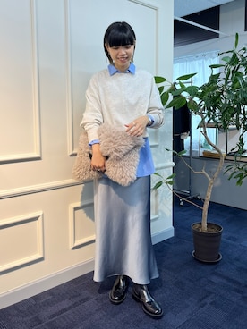 「NOLLEY’S（ノーリーズ）のショート丈裏毛スウェット（Tシャツ/カットソー、ホワイト系）」を使った、osanaiさん（レディース・168cm）の夏コーディネート