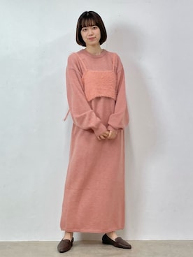 「マイベストコーデ2023」｜「アイテム（ワンピース/ドレス）」を使った、tsunoさん（レディース・160cm）の冬コーディネート
