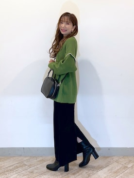 「LOWRYS FARM（ローリーズファーム）のストレッチヒールブーツ　851418（ブーツ）」を使った、くるちさん（レディース・156cm）の冬コーディネート