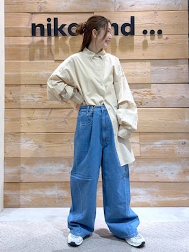 竹下玲奈×NAVYS】コラボ BIGシャツチュニックを使った人気ファッション