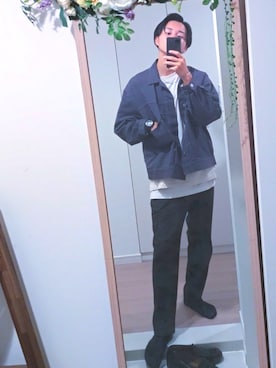 「WYM LIDNM（ウィム バイ リドム）のアイテム（デニムジャケット）」を使った、sakitoonさん（メンズ・168cm）の冬コーディネート