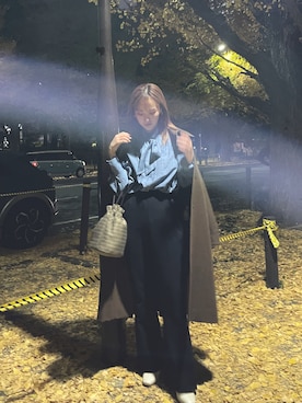 「MOUSSY（マウジー）のアイテム（ノーカラーコート）」を使った、hpi29さん（レディース・159cm）の冬コーディネート