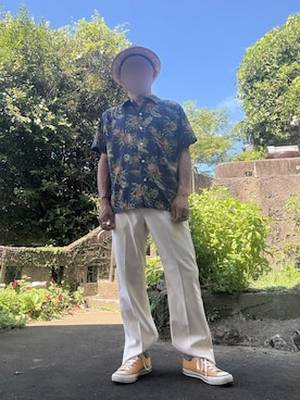 「Wrangler（ラングラー）のアイテム（スラックス）」を使った、パパンさん（メンズ・160cm・50代）の秋コーディネート