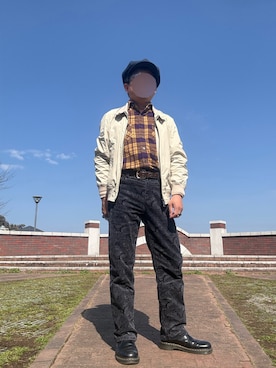 「Needles（ニードルス）のアイテム（シャツ/ブラウス、ブラウン系）」を使った、パパンさん（メンズ・160cm）の春コーディネート