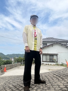「アイテム（キャップ）」を使った、パパンさん（メンズ・160cm）の春コーディネート