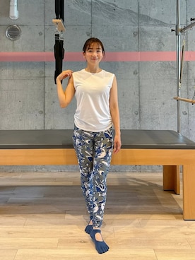 「Julier Yoga and Relax（ジュリエヨガアンドリラックス）のJulier (定番)ライトプライム ライトフィットタンクトップ（タンクトップ、ホワイト系）」を使った、Julierさん（レディース・160cm）の夏コーディネート