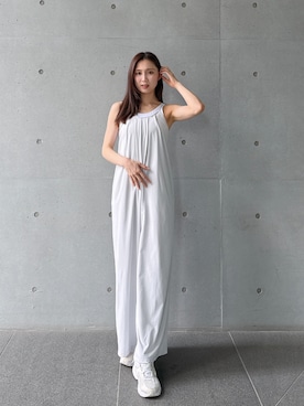「Julier Yoga and Relax（ジュリエヨガアンドリラックス）のJulier ニュープライムオールインワン（つなぎ/オールインワン、グレー系）」を使った、Julierさん（レディース・160cm）の夏コーディネート