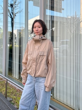 「Julier Yoga and Relax（ジュリエヨガアンドリラックス）のJulier ルーセントUV ライトブルゾン（ブルゾン、ベージュ系）」を使った、Julierさん（レディース・170cm）の春コーディネート
