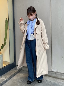 「OLIVE des OLIVE（オリーブデオリーブ）のアイテム（トレンチコート）」を使った、natsutsunaaaさん（レディース・156cm）の春コーディネート