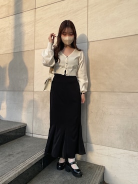 「ロンクスカート」｜「アイテム（パンプス）」を使った、natsutsunaaaさん（レディース・157cm）の春コーディネート