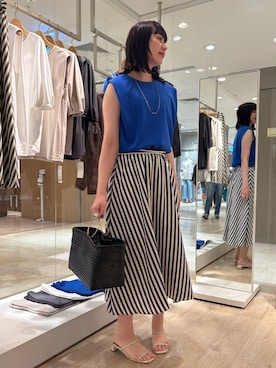 「ストライプスカート」｜SHIOMIさん（レディース・164cm）の夏コーディネート