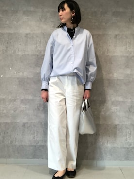 「アイテム（トートバッグ、シルバー系）」を使った、SHIOMIさん（レディース・163cm）の冬コーディネート