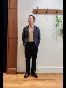 「アイテム（ポロシャツ、ベージュ系）」を使った、RINさん（メンズ・167cm）の秋コーディネート