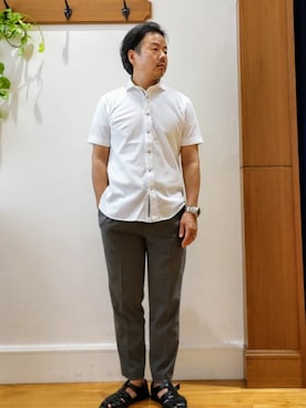 「1タックパンツ」｜RINさん（メンズ・167cm）の夏コーディネート