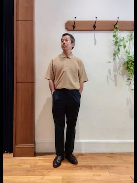 「アイテム（ポロシャツ、ベージュ系）」を使った、RINさん（メンズ・167cm）の秋コーディネート