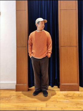 「DANTON（ダントン）のアイテム（帽子）」を使った、RINさん（メンズ・167cm）の秋コーディネート