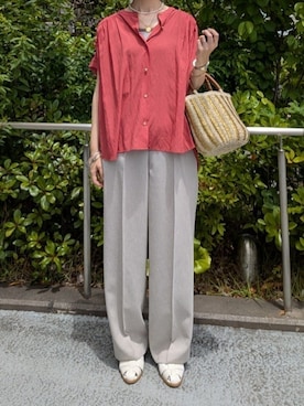 「NOLLEY'S LIGHT（ノーリーズライト）のアイテム（パンツ）」を使った、ayumiさん（レディース・158cm）の夏コーディネート