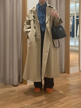 「秋」｜「アイテム（トレンチコート）」を使った、ayumiさん（レディース・158cm）の秋コーディネート