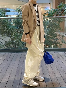 「fredy emue（フレディエミュ）のダブルブレストジャケット（テーラードジャケット）」を使った、ayumiさん（レディース・158cm）の春コーディネート