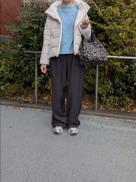 「MICO COULIER（ミコクリエ）のラメホイルフレンチモックネックプルオーバーニット（ニット/セーター）」を使った、ayumiさん（レディース・158cm）の秋コーディネート