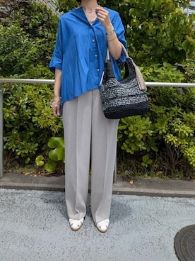 「NOLLEY'S LIGHT（ノーリーズライト）のアイテム（パンツ）」を使った、ayumiさん（レディース・158cm）の夏コーディネート