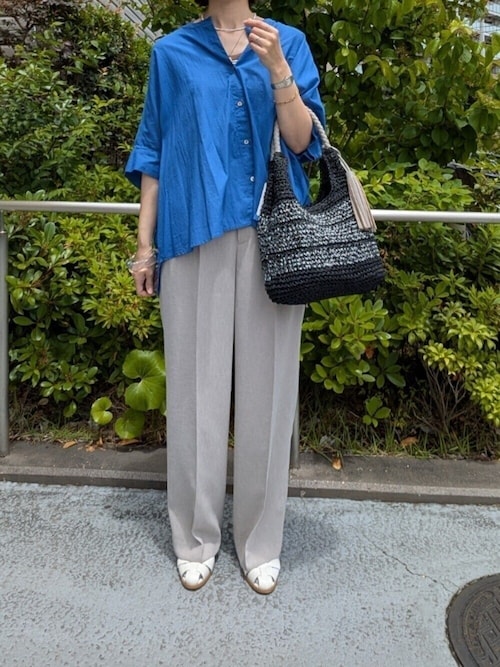 《セットアップ対応》UVカットライトツイル セミワイドパンツ