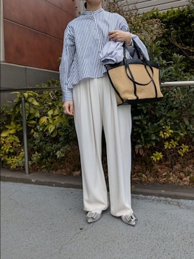 「MICO COULIER（ミコクリエ）のアイテム（パンツ）」を使った、ayumiさん（レディース・158cm）の春コーディネート