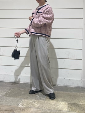 「秋先取りコーデ」｜「アイテム（ノーカラージャケット）」を使った、ayumiさん（レディース・158cm）の夏コーディネート