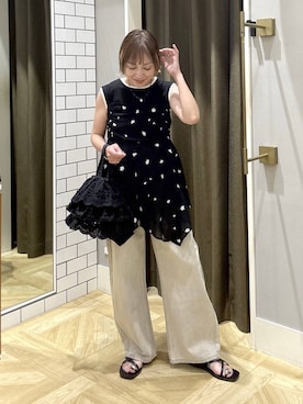 「LOWRYS FARM（ローリーズファーム）のハイショクタンク　 574839（タンクトップ、ブラック系）」を使った、noji0909さん（レディース）の夏コーディネート