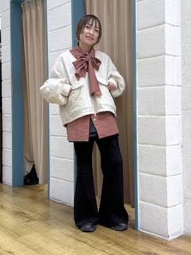 「LOWRYS FARM（ローリーズファーム）のビックボウタイチェックシャツ  573050（シャツ/ブラウス）」を使った、noji0909さん（レディース・153cm）の秋コーディネート