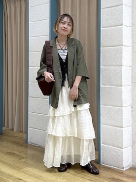 「LOWRYS FARM（ローリーズファーム）のアイテム（ジャケット/アウター）」を使った、noji0909さん（レディース・153cm）の春コーディネート
