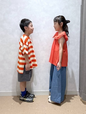 「LOWRYS FARM（ローリーズファーム）のカットＢＩＧカラーノースリーブ　1042848（Tシャツ/カットソー、レッド系）」を使った、noji0909さん（レディース）の夏コーディネート