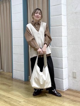 「LOWRYS FARM（ローリーズファーム）のイージーワイドコクーンパンツ 327286（その他パンツ、ブラック系）」を使った、noji0909さん（レディース）の春コーディネート