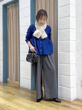 「アイテム（ネックウォーマー/スヌード）」を使った、noji0909さん（レディース・153cm）の秋コーディネート