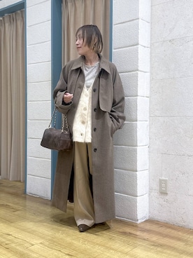 「アイテム（ステンカラーコート）」を使った、noji0909さん（レディース・153cm・30代）の冬コーディネート