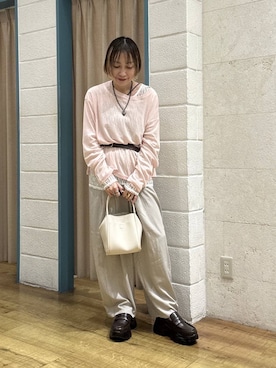 「LOWRYS FARM（ローリーズファーム）のポーチツキ２ＰＢＡＧ／Ｍ　578359（ショルダーバッグ、ホワイト系）」を使った、noji0909さん（レディース）の春コーディネート