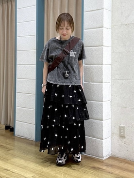 「LOWRYS FARM（ローリーズファーム）のＢＩＧショルダーＢＡＧ 648353（ショルダーバッグ、ブラウン系）」を使った、noji0909さん（レディース）の夏コーディネート