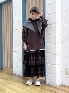 「アイテム（ストール/ショール）」を使った、noji0909さん（レディース・153cm・40代）の秋コーディネート