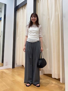 「ウエストがゴム」｜向日葵さん（レディース・163cm）の夏コーディネート