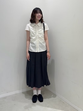 「SENSE OF PLACE by URBAN RESEARCH(センスオブプレイスバイアーバンリサーチ)のFSコンビワイドバッグ(トートバッグ、ブラック系)」を使った、向日葵さん(レディース・163cm)の夏コーディネート
