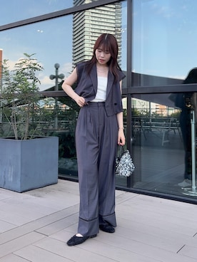 「スラックス」｜「アイテム（その他シューズ）」を使った、向日葵さん（レディース・163cm）の秋コーディネート