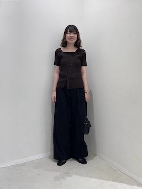 「RODE SKO(ロデスコ)の『MADE IN JAPAN』 スクエアメッシュフラットシューズ(バレエシューズ、ブラック系)」を使った、向日葵さん(レディース・163cm)の夏コーディネート