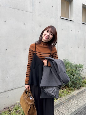 「アイテム（ピーコート）」を使った、向日葵さん（レディース・163cm）の秋コーディネート